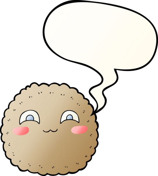 bir insan tarafından çizilmiş düzgün eğimli konuşma baloncuklu çizgi film bisküvisi