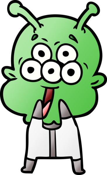 Bir insan tarafından çizilmiş mutlu uzaylı çizgi filmi.