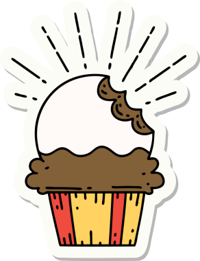 Bir insan tarafından çizilmiş ısırık izi olmayan dövme stili bir kek.