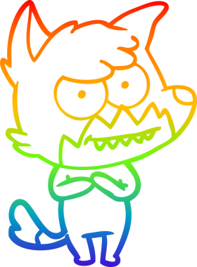 Bir insan tarafından çizilmiş sırıtan tilki çizgi çizimi.