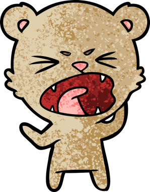 Kızgın çizgi film ayısı bir insan tarafından çizilmiş bağırıyor