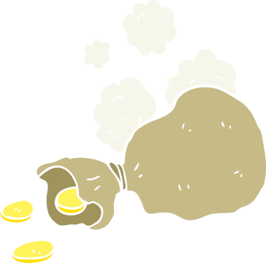 Bir insan tarafından çizilmiş para çantasının düz renk çizimi