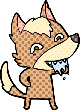 Bir insan tarafından çizilmiş aç kurt çizgi filmi.