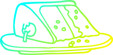 Bir insan tarafından çizilmiş bir pasta diliminin soğuk gradyan çizgisi.