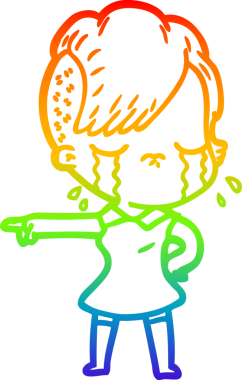 Gökkuşağı gradyan çizimi bir insan tarafından çizilmiş ağlayan bir kız çizimi