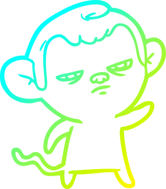 Bir insan tarafından çizilmiş, sinir bozucu bir maymunun soğuk çizgi çizimi.