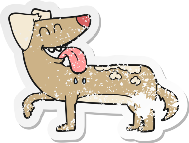 Bir insan tarafından çizilmiş, nefes nefese kalmış bir köpeğin gerilimli çıkartması.