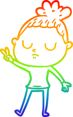 Gökkuşağı gradyan çizgi çizimi bir insan tarafından çizilmiş sakin bir kadın