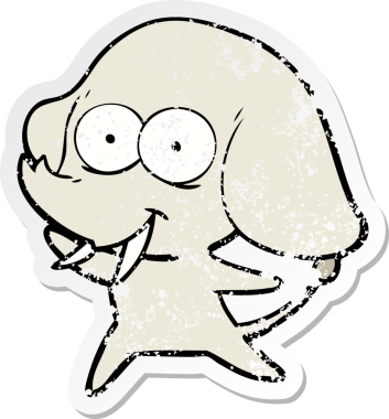 Bir insan tarafından çizilmiş mutlu bir filin sıkıntılı çıkartması.