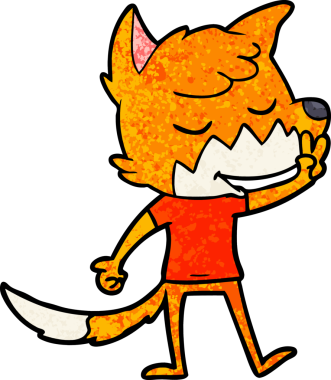 Bir insan tarafından çizilmiş dost canlısı çizgi film tilkisi