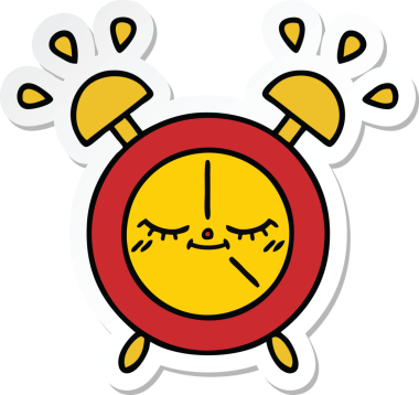 Bir insan tarafından çizilmiş şirin bir çizgi film çalar saatinin çıkartması.