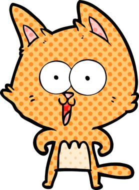 Bir insan tarafından çizilmiş komik çizgi film kedisi.