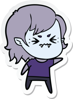 Bir insan tarafından çizilmiş kızgın bir vampir kızın çıkartması.