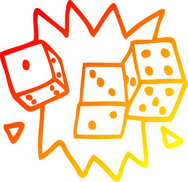 Bir insan tarafından çizilen yuvarlanan zar çizgisinin sıcak gradyan çizimi