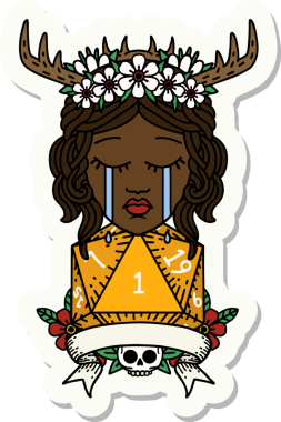 Bir insan tarafından çizilmiş doğal bir rulo ile ağlayan bir insan rahibin çıkartması.