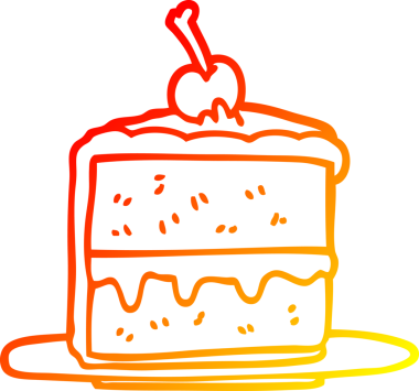 Bir insan tarafından çizilmiş bir pasta diliminin sıcak gradyan çizgisi.