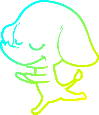 Bir insan tarafından çizilmiş gülümseyen bir filin soğuk gradyan çizimi.