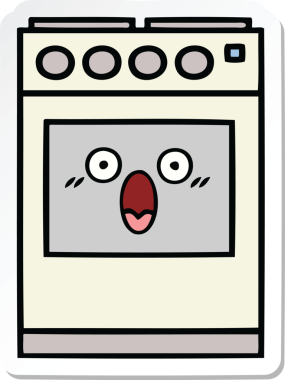 Bir insan tarafından çizilmiş şirin bir mutfak fırınının çıkartması.