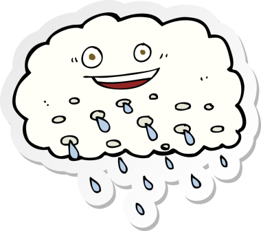 Bir insan tarafından çizilmiş mutlu yağmur bulutunun çıkartması.