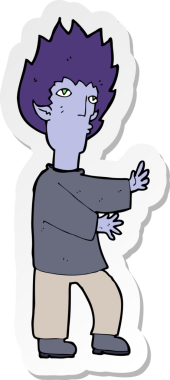 Bir insan tarafından çizilmiş bir vampir adamın çıkartması.