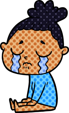 Bir insan tarafından çizilmiş ağlayan kadın çizgi filmi.