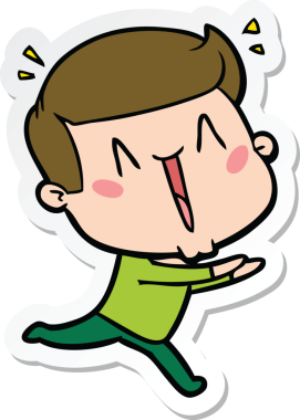 Bir insan tarafından çizilmiş heyecanlı bir adamın çıkartması.