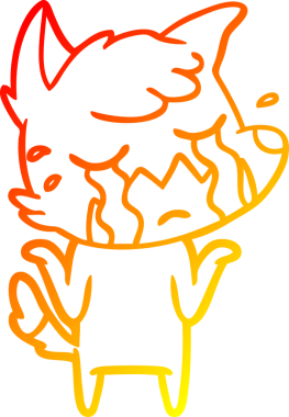 Bir insan tarafından çizilmiş, ağlayan, omuzlarını silken bir tilkinin sıcak çizgisi.