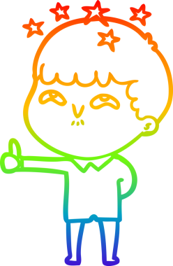 gökkuşağının gradyan çizimi bir çizgi film karakteri tarafından çizilmiş.