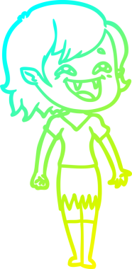 Bir insan tarafından çizilmiş gülen vampir kız çizgi filmi.