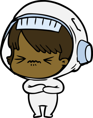 Bir insan tarafından çizilmiş kızgın uzay kızı.