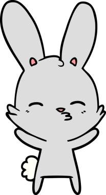 Bir insan tarafından çizilmiş meraklı tavşan çizgi filmi.