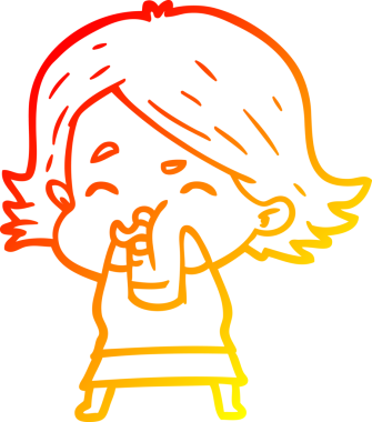 Bir insan tarafından çizilmiş bir çizgi film kızının sıcak çizgi çizimi.