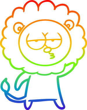 Gökkuşağı gradyan çizgi çizimi Bir insan tarafından çizilen sıkılmış aslan