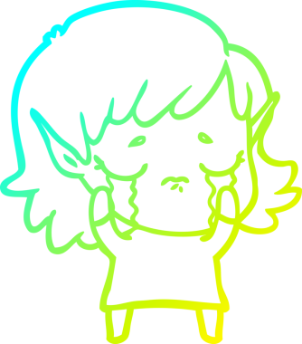 Bir insan tarafından çizilmiş, ağlayan bir elf kızı çizimi.