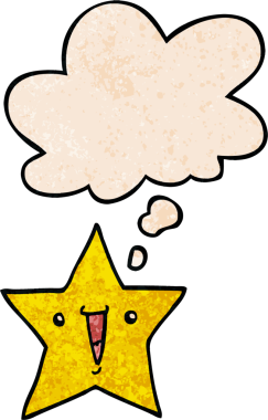 bir insan tarafından çizilmiş grunge desen biçiminde düşünce baloncuğu olan çizgi film yıldızı