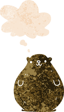 Düşünce baloncuğu ve grunge ile çizgi film ayısı bir insan tarafından çizilmiş tedirgin geçmiş doku