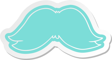 Bir insan tarafından çizilmiş bıyıklı bir adamın çizgi film etiketi.