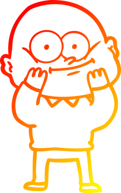 Bir insan tarafından çizilmiş kel bir adamın sıcak çizgi çizimi.