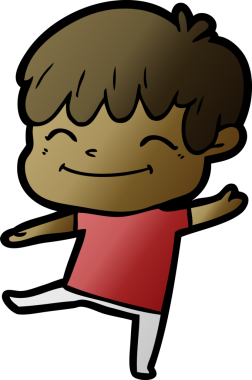 Bir insan tarafından çizilmiş mutlu çizgi film çocuğu.