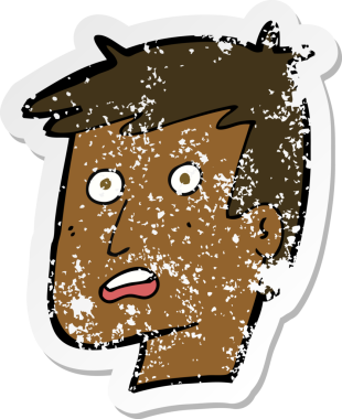 Bir insan tarafından çizilmiş mutsuz bir karikatürün gerilimli yapıştırması.