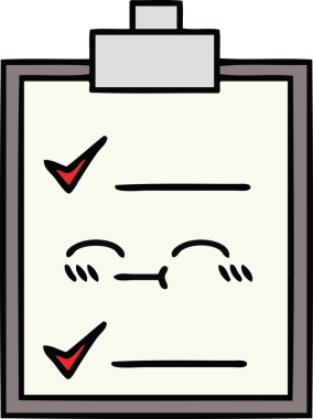 Bir insan tarafından çizilmiş kontrol listesinin sevimli karikatürü