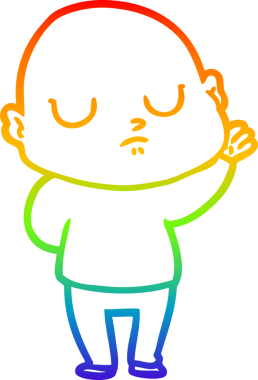 Gökkuşağı gradyan çizgisi bir insan tarafından çizilmiş kel bir adamın çizimi