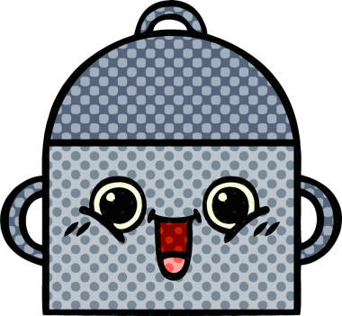 Bir insan tarafından çizilmiş yemek tenceresinin çizgi romanı.