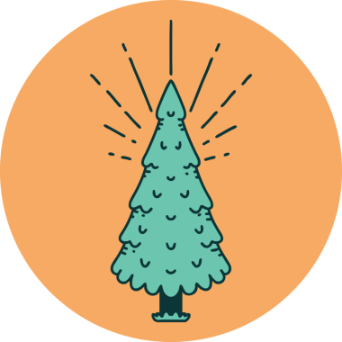 Bir insan tarafından çizilmiş çam ağacının dövme ikonu