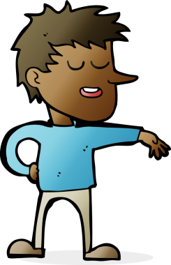 Çizgi filmci, bir insan tarafından çizilmiş saygısız bir jest yapıyor.