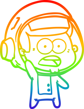 gökkuşağı gradyan çizgi çizimi bir insan tarafından çizilmiş astronot şaşırttı