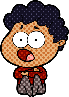 Bir insan tarafından çizilmiş bir karikatür adamı şaşkınlıkla nefes nefese kaldı.