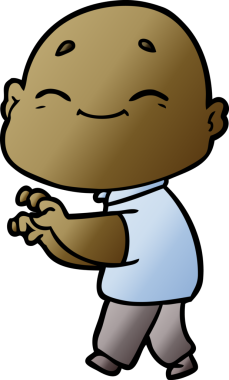 Bir insan tarafından çizilmiş mutlu kel adam çizgi filmi.