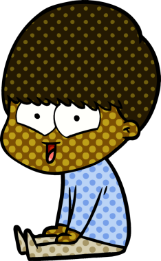 Bir insan tarafından çizilmiş mutlu çocuk çizgi filmi.