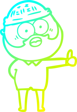 Soğuk gradyan çizgisi, sakallı bir adamın bir insan tarafından çizilmiş baş parmağını kaldırması.